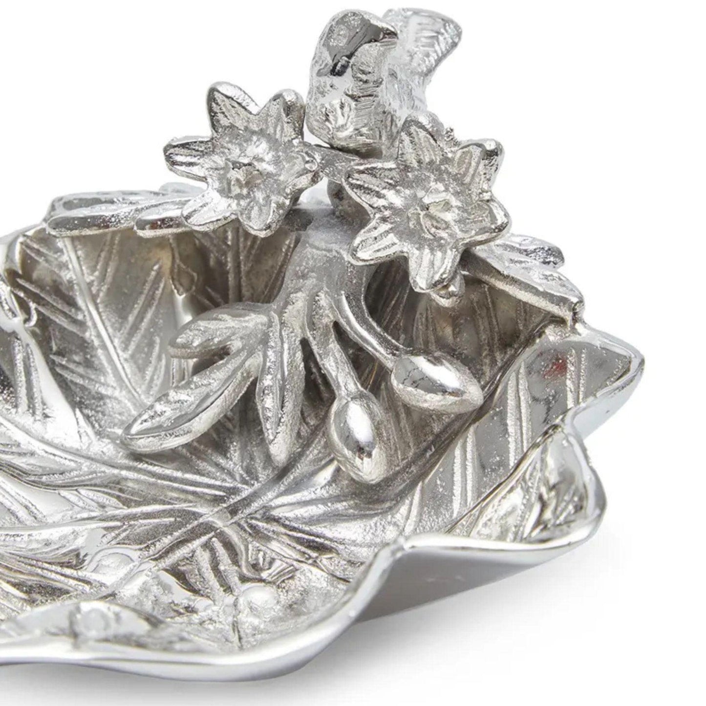Handcrafted Aluminum Snack Bowl, Bird Branch Design, Rustic Metal Decor