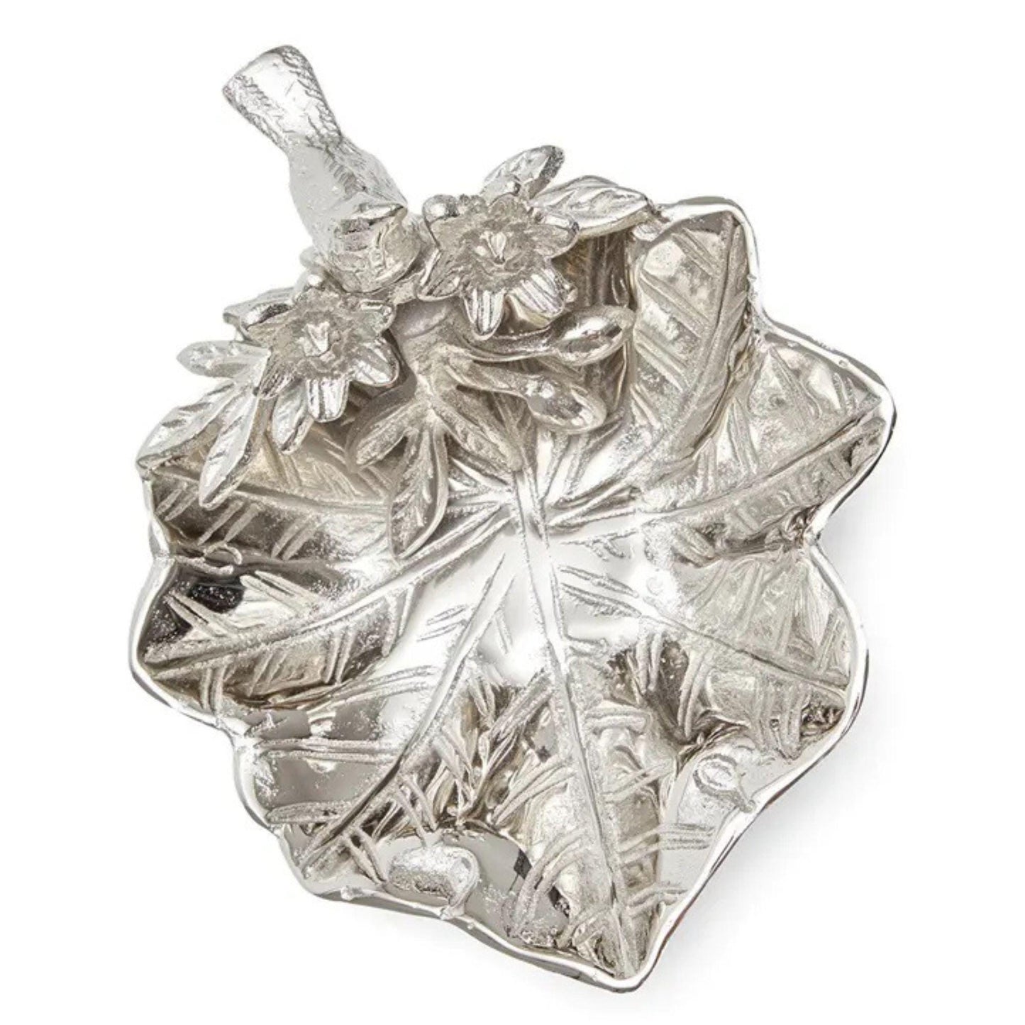 Handcrafted Aluminum Snack Bowl, Bird Branch Design, Rustic Metal Decor