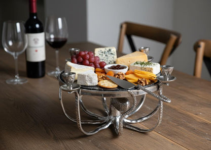 Octopus Candle Cheese Board with Cake Lifter – Coastal Aluminum Serving Platter