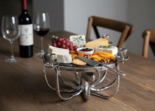 Octopus Candle Cheese Board with Cake Lifter – Coastal Aluminum Serving Platter