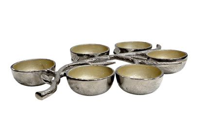 6 Dip Leafy Branch Server | Cast Aluminum, Mother of Pearl Enamel