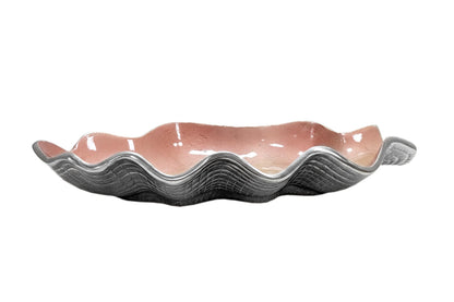 Handcrafted Aluminum Shell Tray, Wavy Enamel Coastal Decor Accent