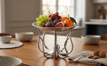 Handcrafted Aluminum Octopus Serving Plate | Coastal Table Centerpiece Tray