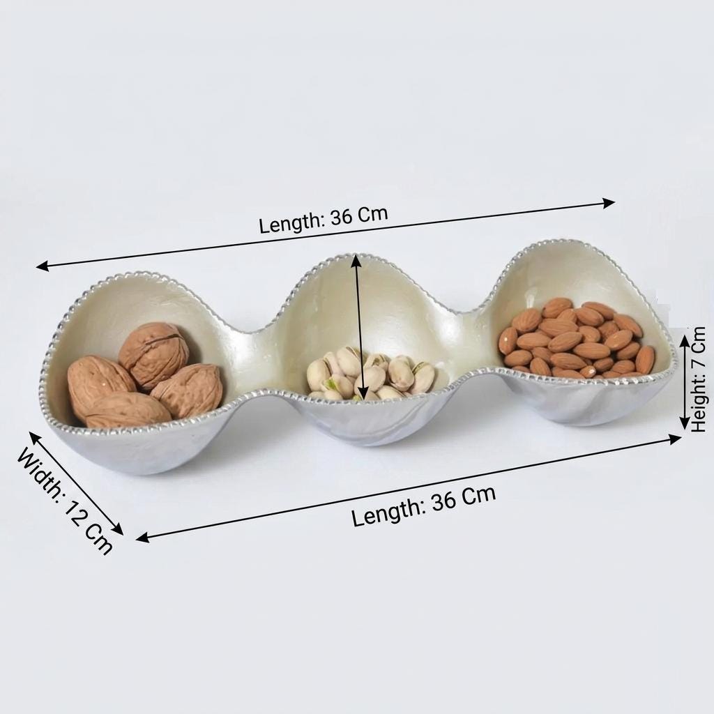 Three Round Decorative Containers with Metallic Carrier Base – Elegant Display Tray