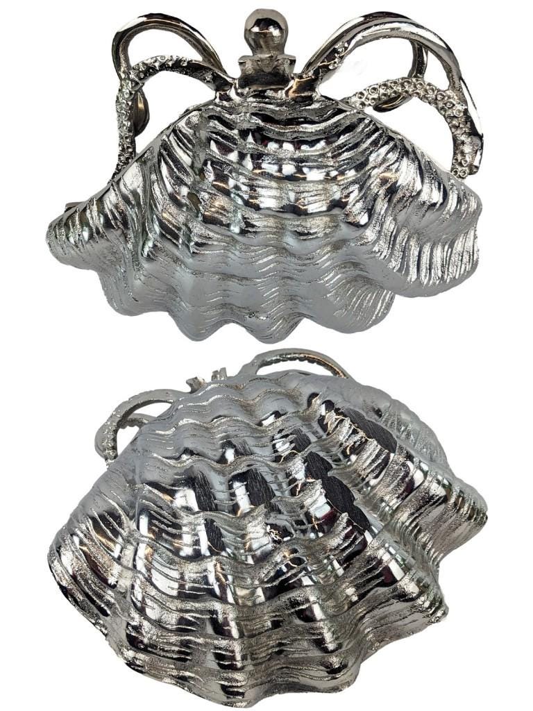 Handcrafted Aluminum Octopus Shell Wine Cooler, Coastal Bar Decor, Nautical Ice Bucket