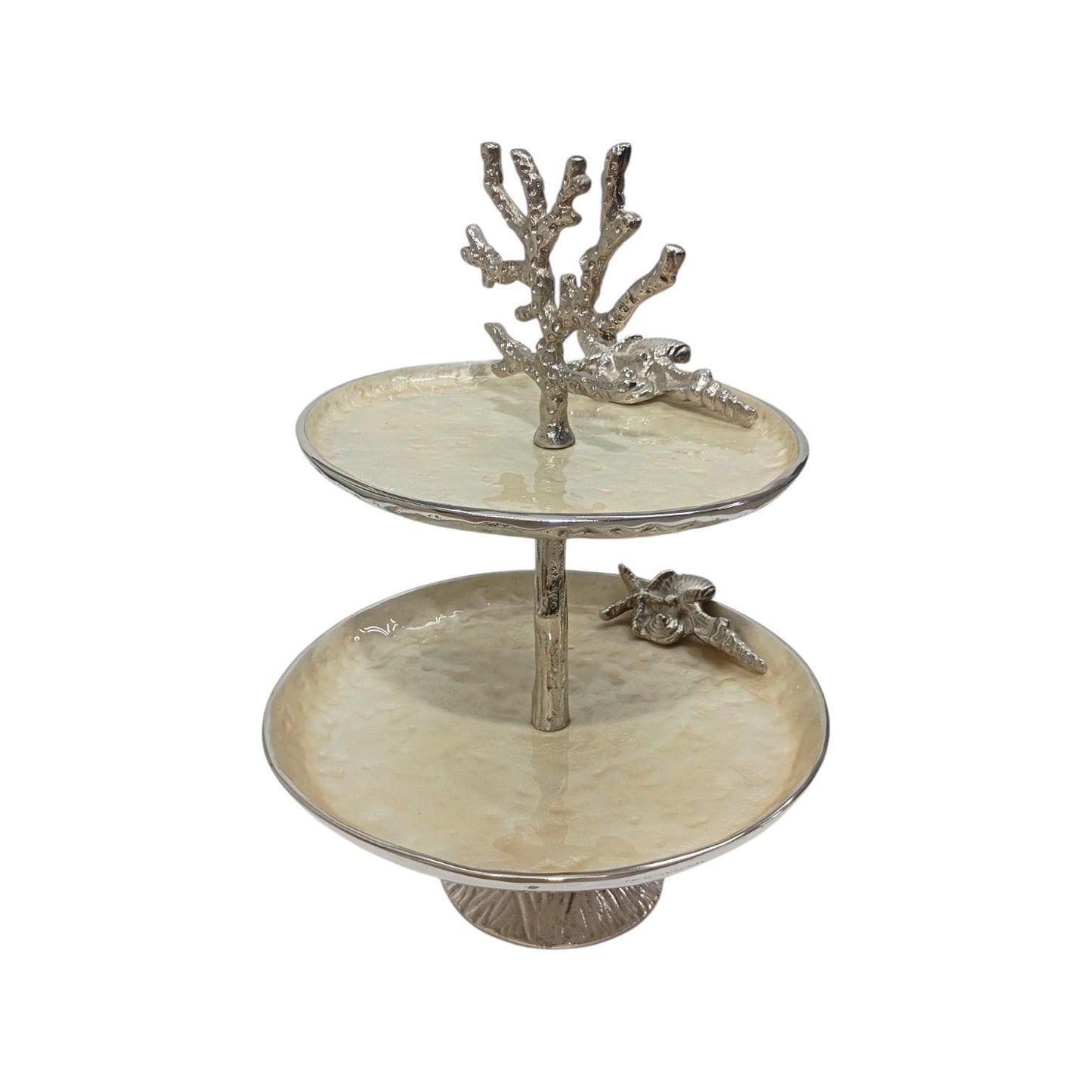 Handmade Metallic Tiered Display Stand, Sea Inspired, Coastal Party Accent
