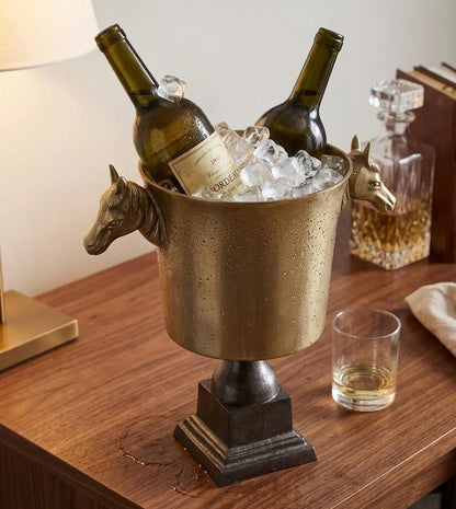 Horse Head Champagne Bucket, Ice Bucket for Wine & Champagne, Equestrian Bar Decor, Aluminum Wine Cooler, Luxury Gift, Party Bucket