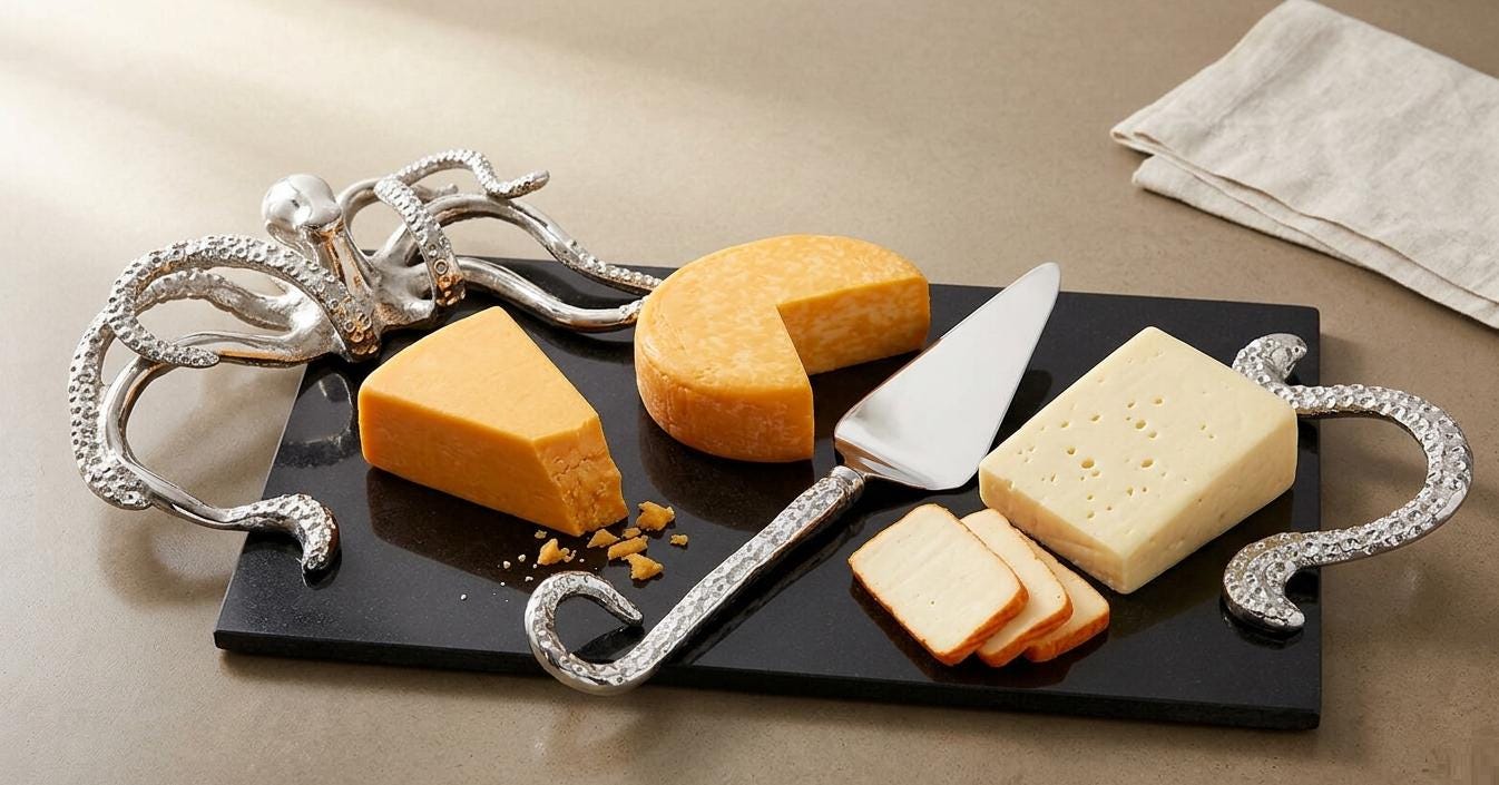 Octopus Granite Cheese Board, Ocean Coastal Serving Tray, Seafood Kitchen Decor