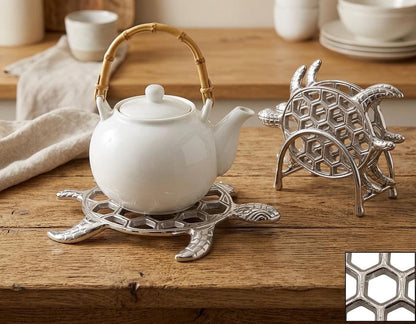 Sea Turtle Trivet, Cast Aluminium Hot Pad, Coastal Kitchen Decor, Heat Resistant Pot Holder