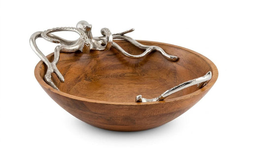 Handcrafted Wooden Octopus Bowl | Coastal Home Decor