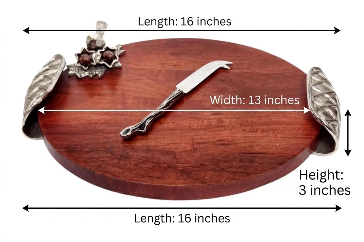 Trellis Designs Wooden Cheese Board – Rustic Farmhouse Charcuterie Serving Tray