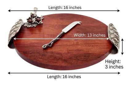 Trellis Designs Wooden Cheese Board – Rustic Farmhouse Charcuterie Serving Tray