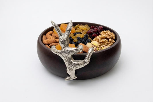 Handcrafted Wooden Bunny Bowl, Rustic Snack Dish, Cottagecore Kitchen Decor
