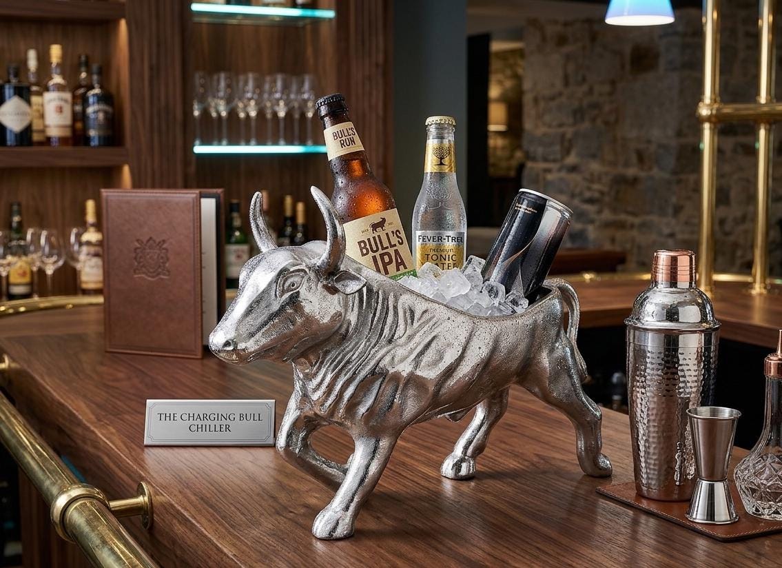 Bull Wine Holder | 2 Bottle Metal Wine Rack | Rustic Animal Décor | Bar & Table Centerpiece