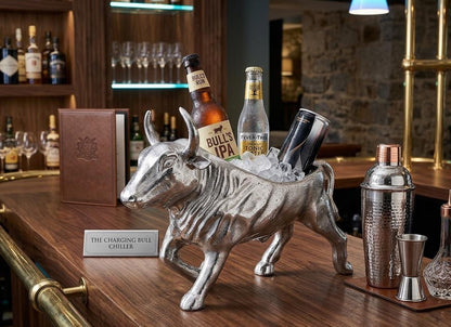 Bull Wine Holder | 2 Bottle Metal Wine Rack | Rustic Animal Décor | Bar & Table Centerpiece
