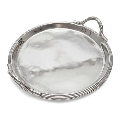 Handcrafted Aluminum Serving Tray, Festive Platter, Dry Fruit Decor, Diwali Wedding Serveware