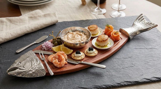 Salmon Shaped Wooden Cheese Board | Rustic Charcuterie Serving Platter