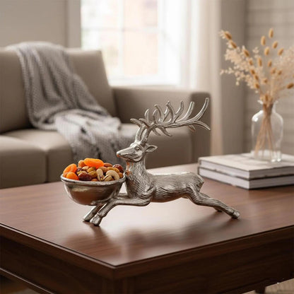 Deer-Shaped Bowl – Artistic Elegance for Festive Serving. Décor | Handcrafted Aluminum Christmas Centerpiece