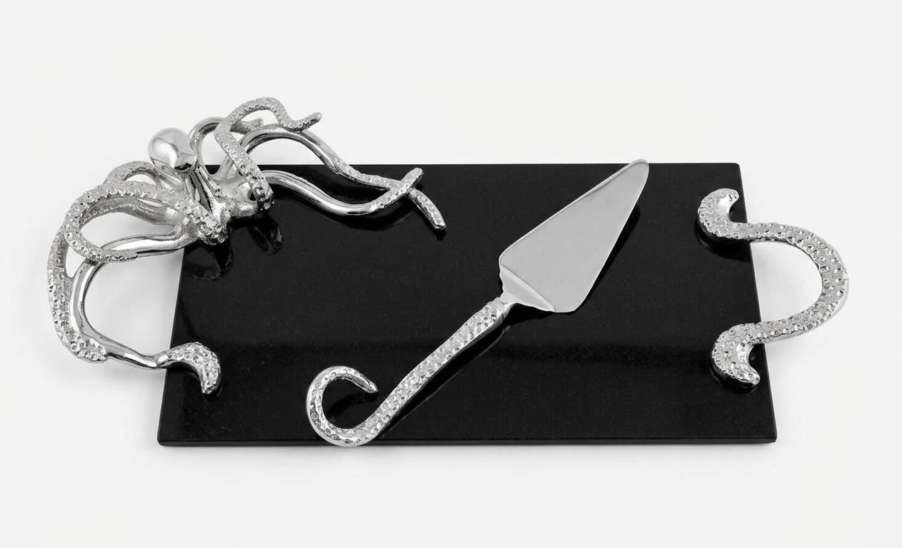 Octopus Granite Cheese Board, Ocean Coastal Serving Tray, Seafood Kitchen Decor