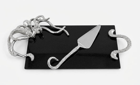 Octopus Granite Cheese Board, Ocean Coastal Serving Tray, Seafood Kitchen Decor