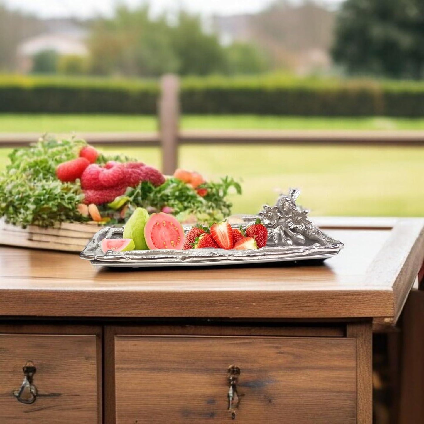 Bird-Themed Rectangular Platter – Elegant Charm with a Sturdy Base