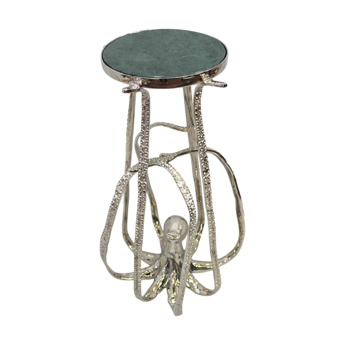 Octopus Drink Table – Granite Marble Top, Coastal Accent Side Table, Nautical Decor