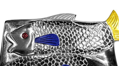 Double Fish Metal Serving Platter, Coastal Beach House Appetizer Tray
