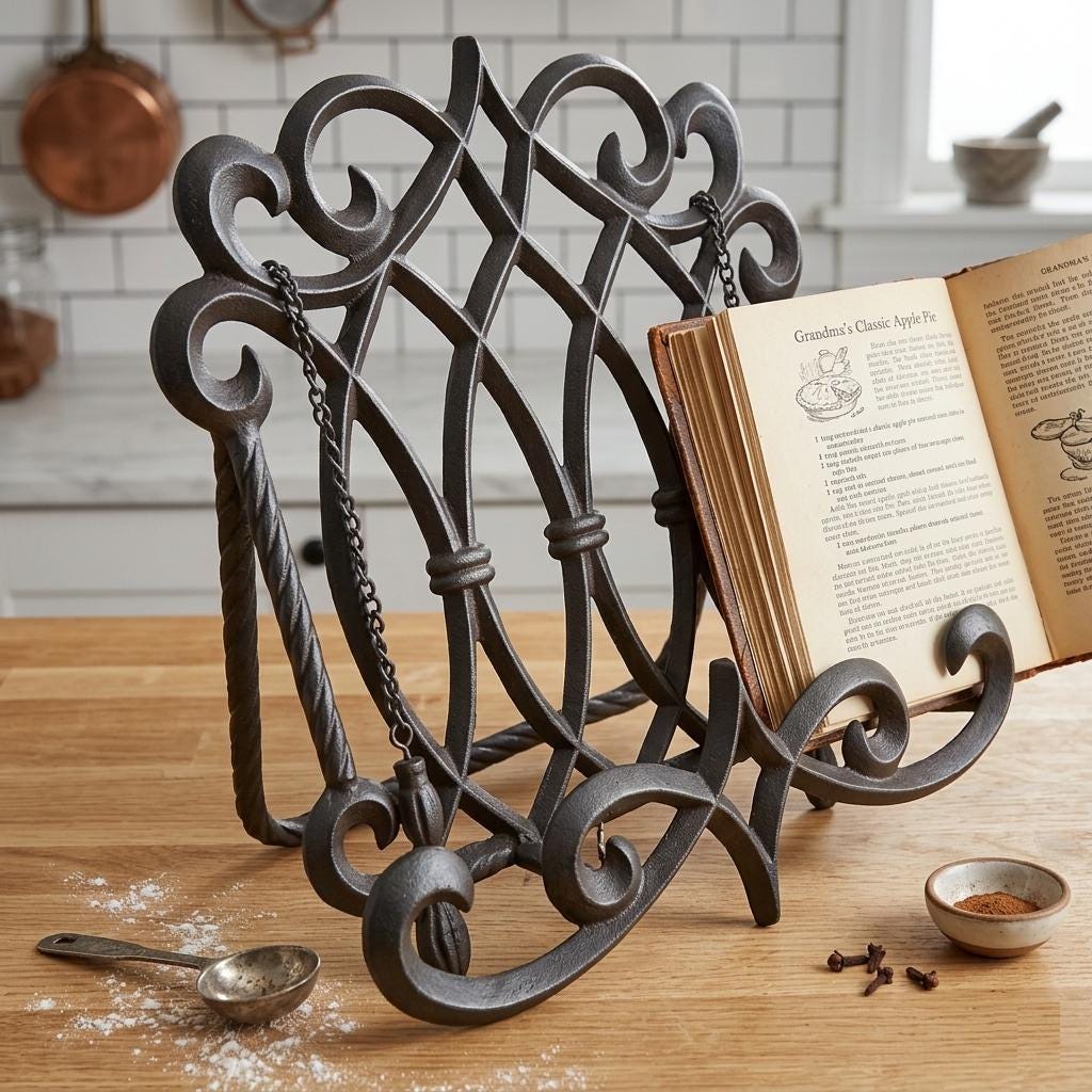 Ardenne Cookbook Stand, Rustic Farmhouse Wooden Recipe Book Tablet Holder