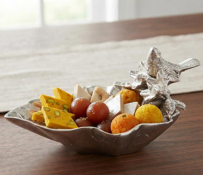 Handcrafted Aluminum Snack Bowl, Bird Branch Design, Rustic Metal Decor