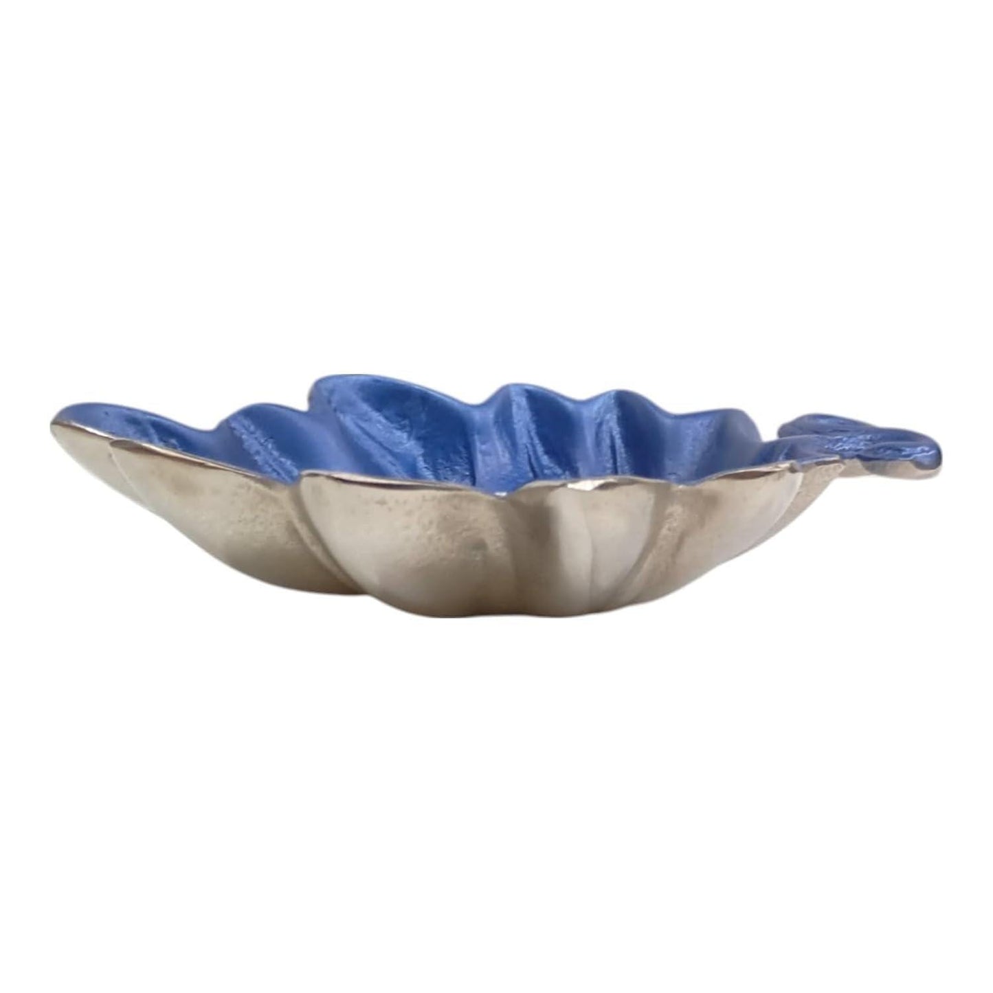 Handcrafted Leaf Enameled Aluminum Bowl, Rustic Snack Tray, Jewelry Holder