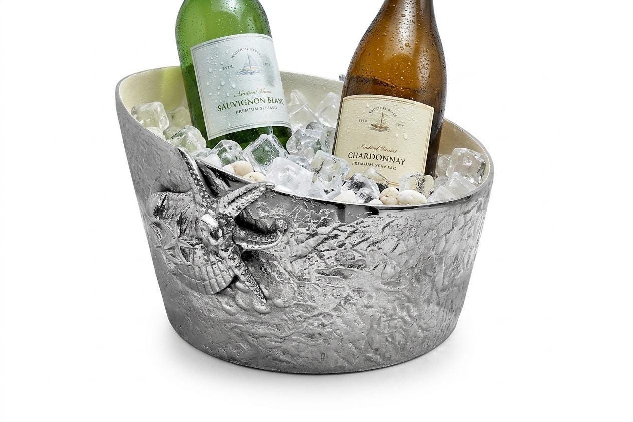 Conch Shell Wine Bottle Holder, Coastal Bar Accent, Nautical Wine Rack, Ocean Theme Decor