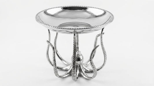 Handcrafted Aluminum Octopus Serving Plate | Coastal Table Centerpiece Tray