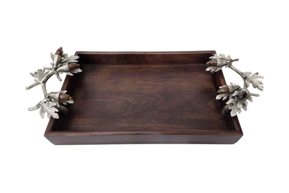 Woodland Serving Tray | Acorn Metal Handles, Farmhouse Decor