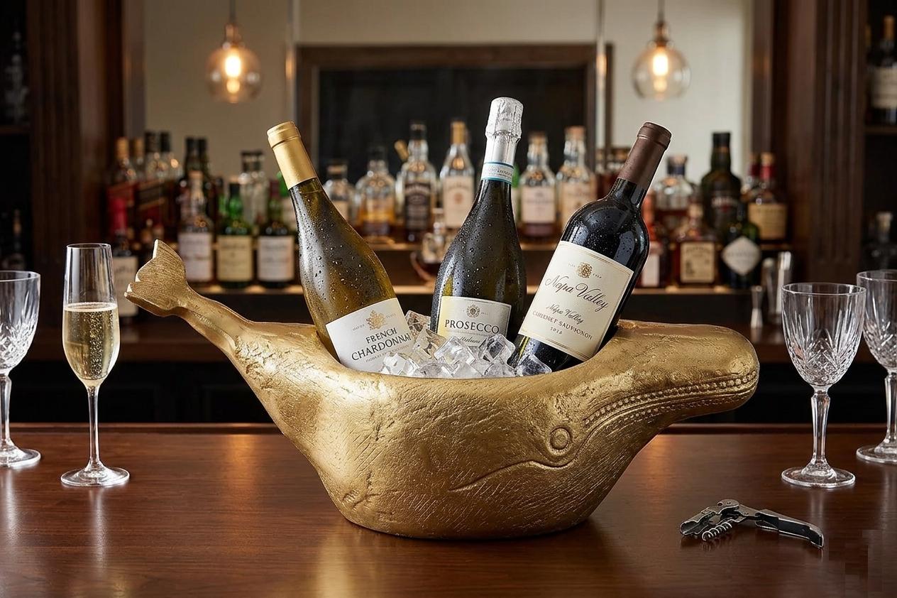 Handcrafted Whale Wine Bottle Holder | Coastal Nautical Decor