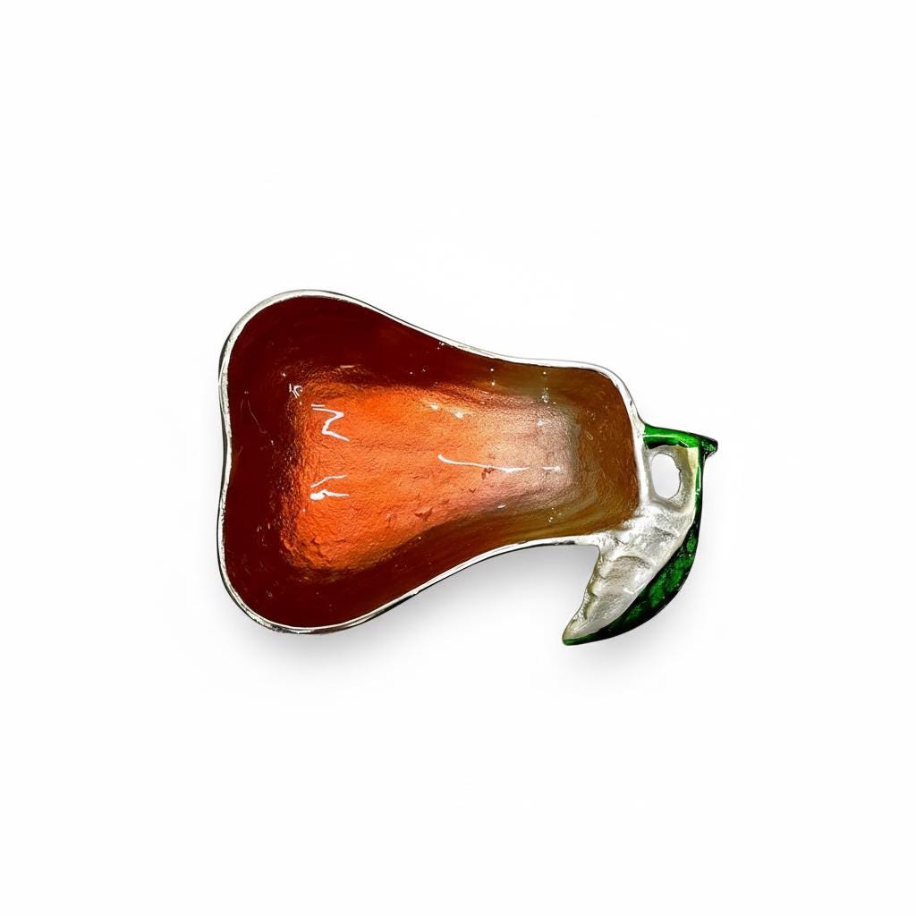 Red Enamel Pear Serving Bowl | Cast Aluminum Decorative Platter