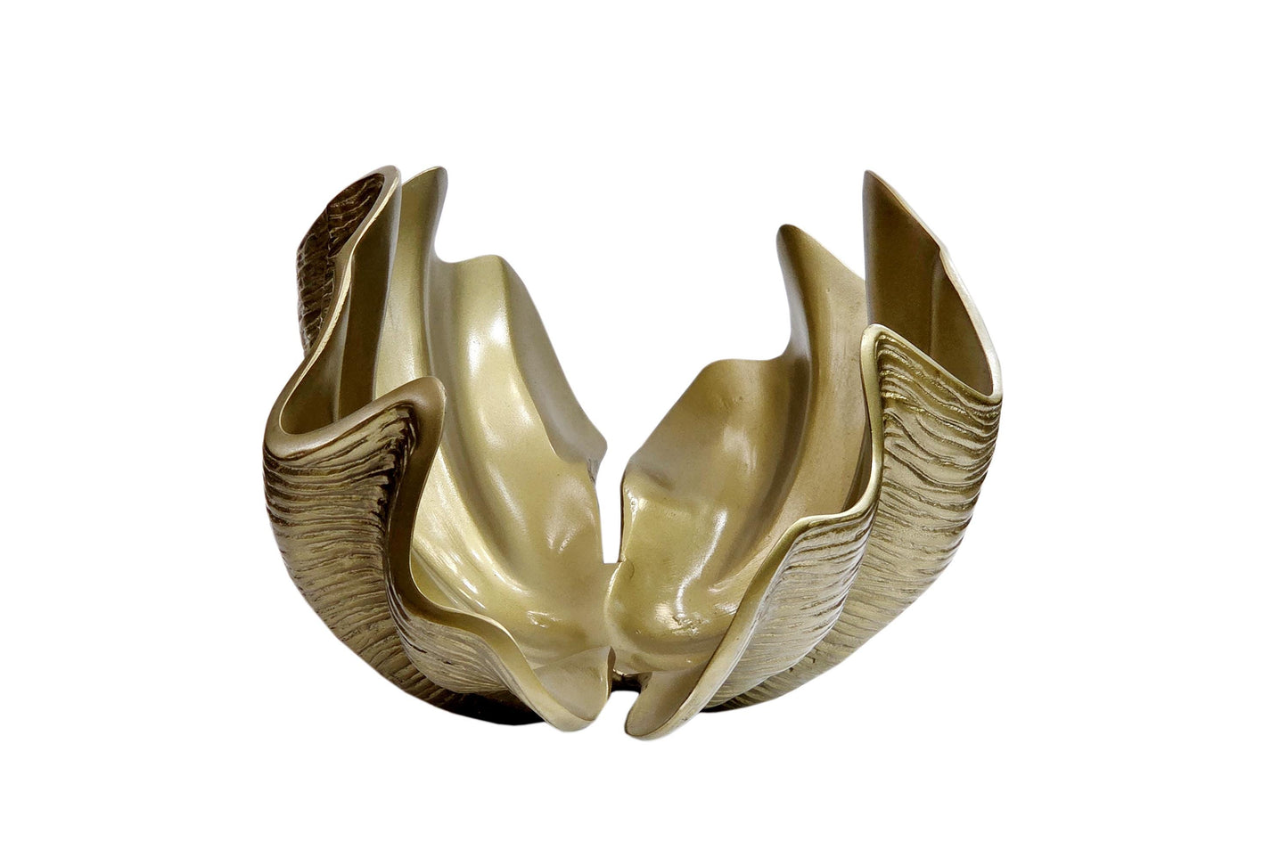 Gold Aluminum Shell Vase: Coastal Centerpiece Bowl, Nautical Beach House Accent