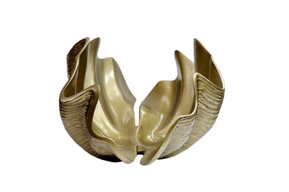 Gold Aluminum Shell Vase: Coastal Centerpiece Bowl, Nautical Beach House Accent