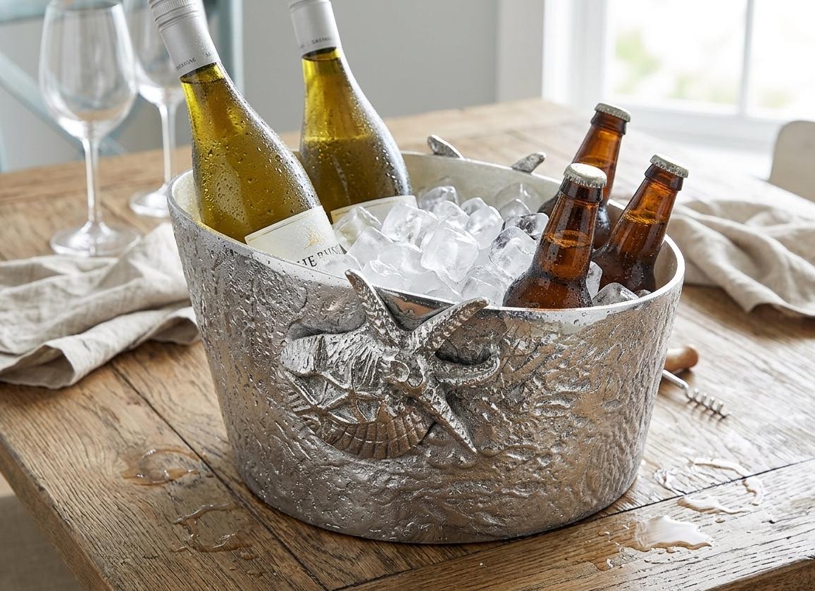 Conch Shell Wine Bottle Holder, Coastal Bar Accent, Nautical Wine Rack, Ocean Theme Decor