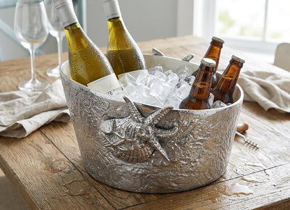 Conch Shell Wine Bottle Holder, Coastal Bar Accent, Nautical Wine Rack, Ocean Theme Decor