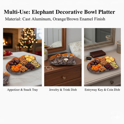 Enamel Elephant Serving Bowl | Cast Aluminum Decorative Platter