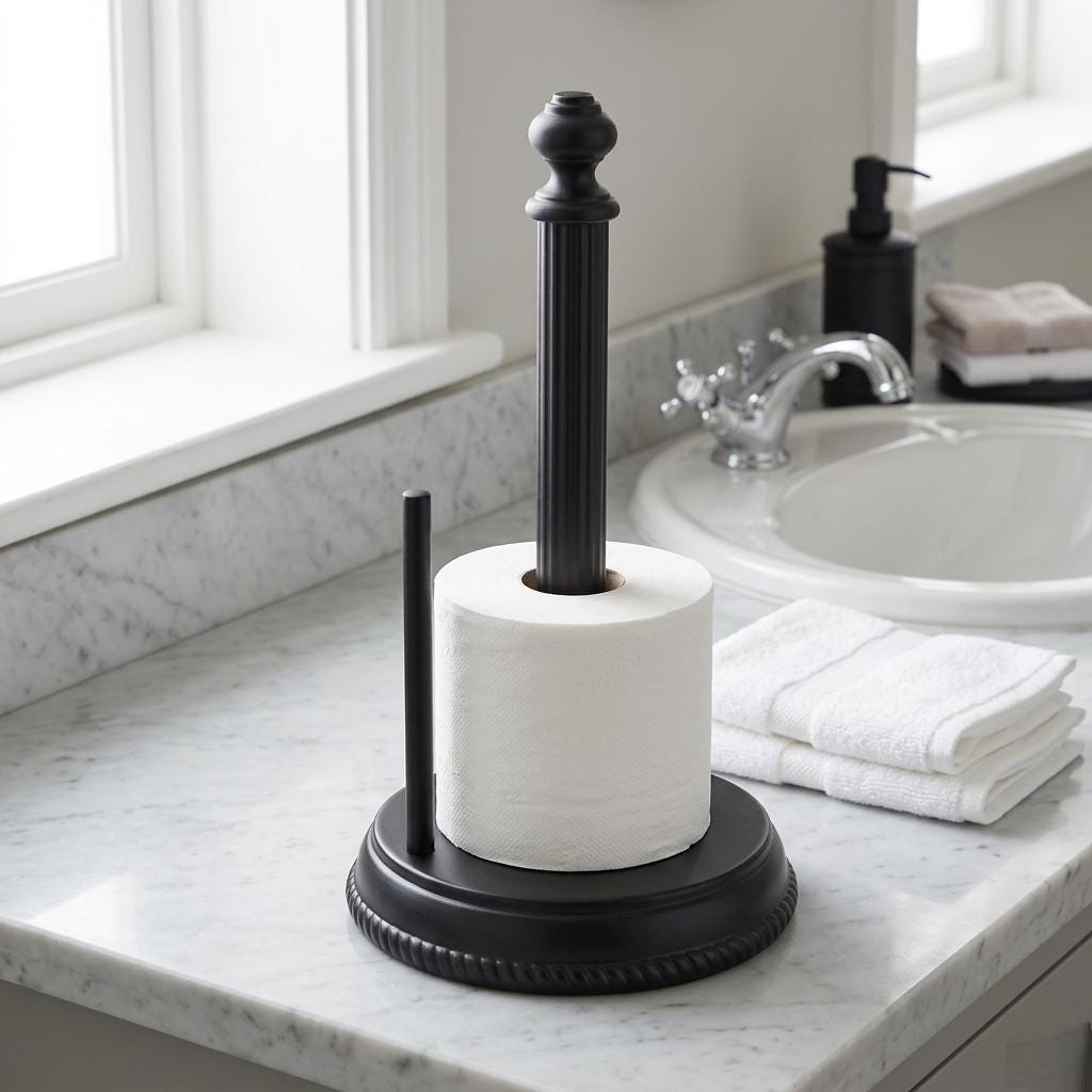 Freestanding Toilet Paper Holder | Rustproof Aluminium, Space Saving Design
