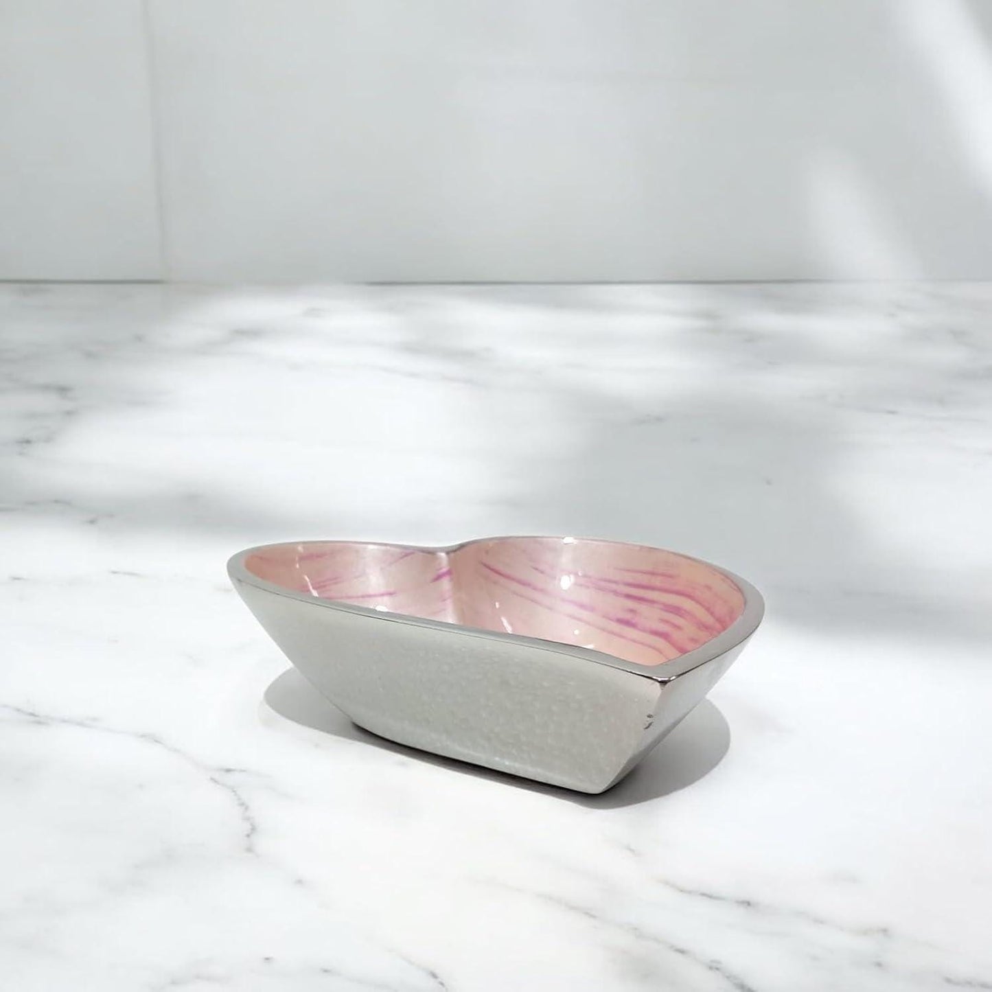 Handcrafted Heart Aluminum Bowl, Decorative Serving Dish, Romantic Home Decor Accent