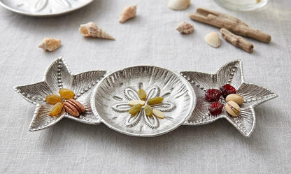 Handcrafted Aluminum Platter | Silver Serving Tray, Table Centerpiece
