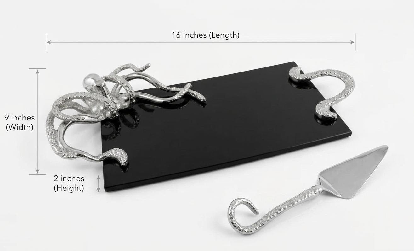 Octopus Granite Cheese Board, Ocean Coastal Serving Tray, Seafood Kitchen Decor