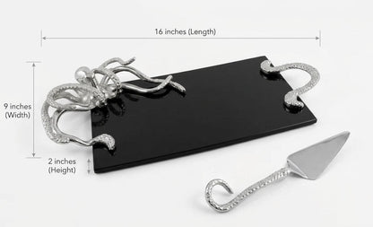 Octopus Granite Cheese Board, Ocean Coastal Serving Tray, Seafood Kitchen Decor