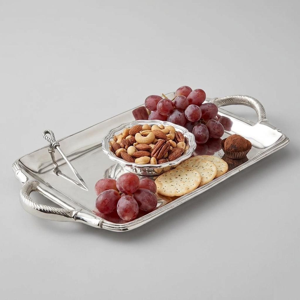 Handcrafted Aluminum Serving Tray | Festive Snack Platter