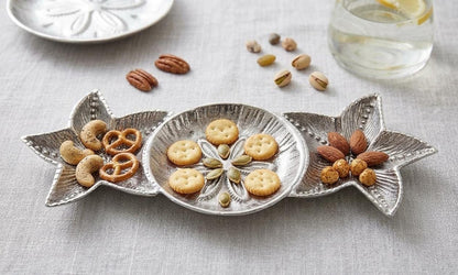 Handcrafted Aluminum Platter | Silver Serving Tray, Table Centerpiece