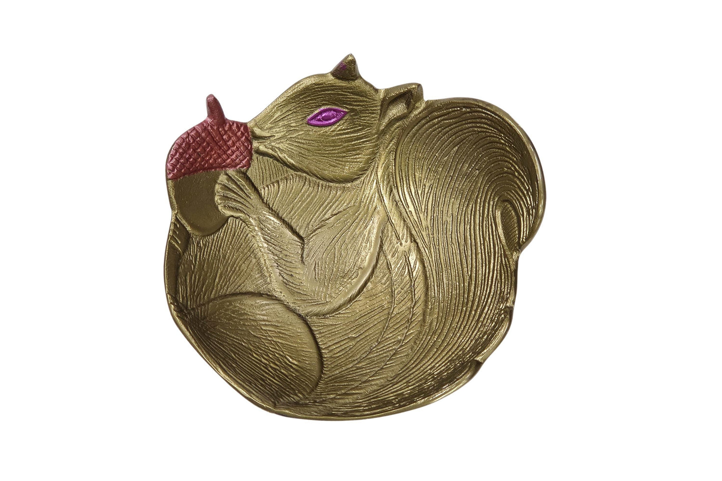 Aluminum Squirrel Fruit Bowl Rustic Decorative Snack Dish, Elegant Serving Accent
