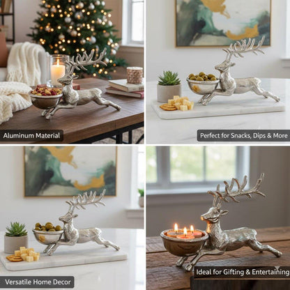 Deer-Shaped Bowl – Artistic Elegance for Festive Serving. Décor | Handcrafted Aluminum Christmas Centerpiece