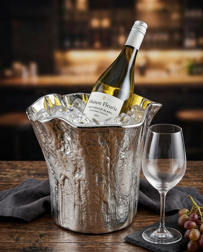 Artisan Aluminum Ice Bucket with Scoop | 3-6 Bottle Wine Cooler